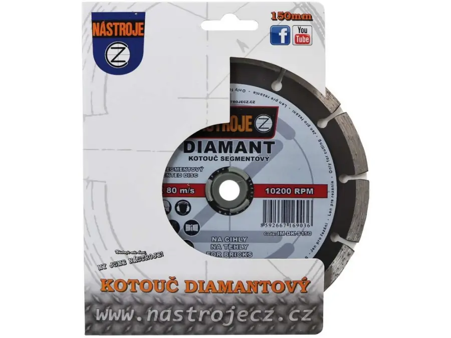 Kotouč diamantový segmentový 150x2,0x22,2mm, na cihly